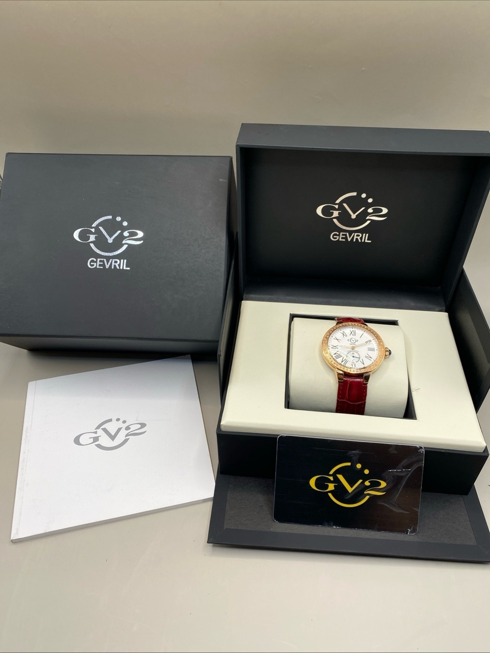 Gevril GV2 Women's Silver Astor Gold-tone Diamond Bezel Watch 9102